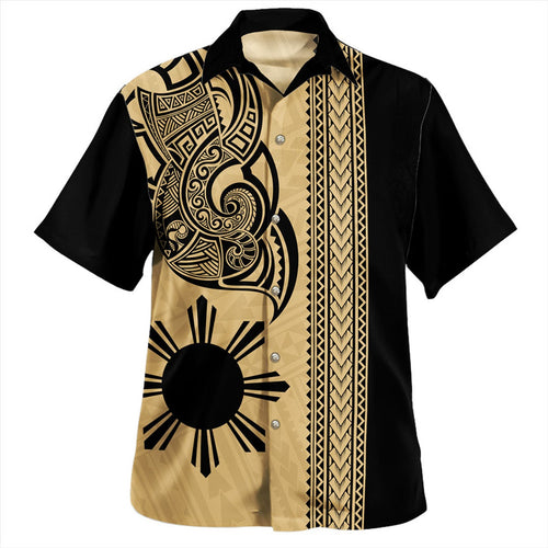 Philippines Filipinos Hawaiian Shirt Polynesia Tribal Tattoo Gold