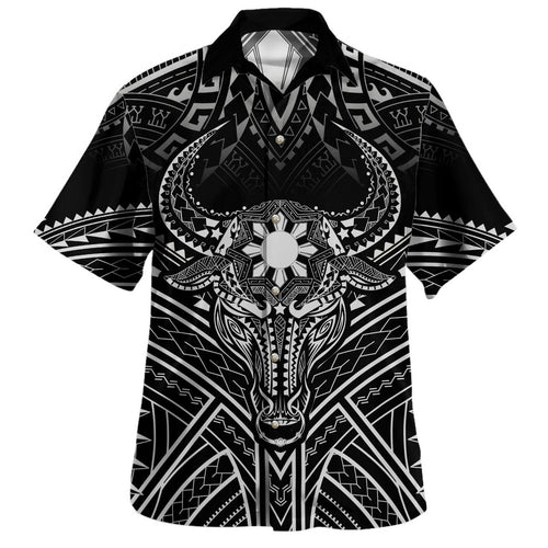 Philippines Filipinos Hawaiian Shirt Tribal Koner Water Buffalo Tattoo White Ver.1