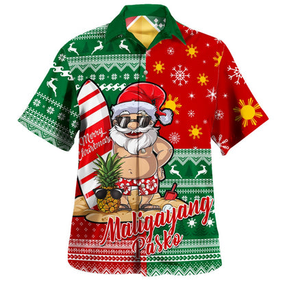 Philippines Filipinos Hawaiian Shirt Santa Christmas Pattern Sun Style