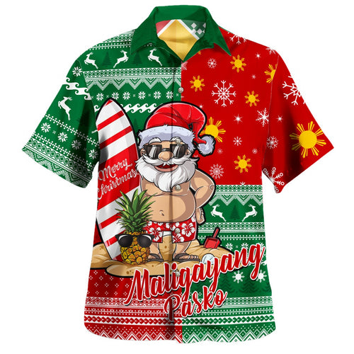Philippines Filipinos Hawaiian Shirt Santa Christmas Pattern Sun Style