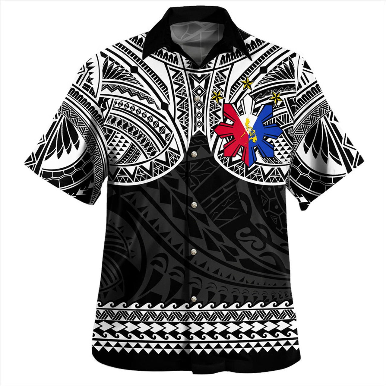 Philippines Filipinos Hawaiian Shirt Polynesian Tribal Filipinos Tattoo Sun Star With Flag