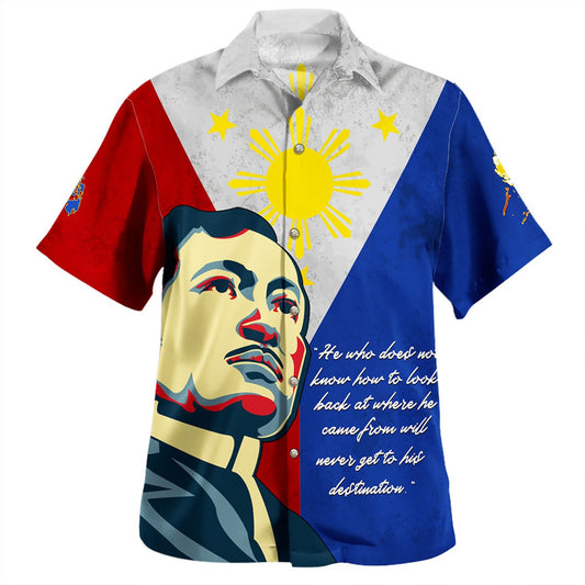 Philippines Filipinos Hawaiian Shirt Jose Rizal Flag Map Country Grunge