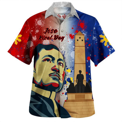 Philippines Filipinos Hawaiian Shirt Rizal Monument On Rizal Day Background Texture Brush Style