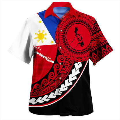 Philippines Filipinos Hawaiian Shirt Flag And Map Pattern Circle Style