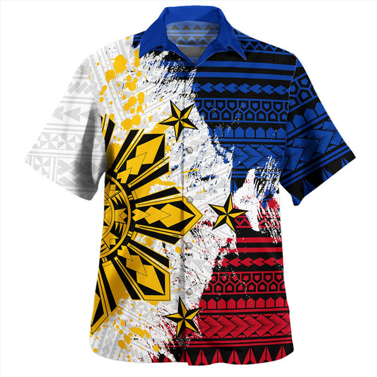 Philippines Hawaiian Shirt Filipino Sun Flag Grunge Style