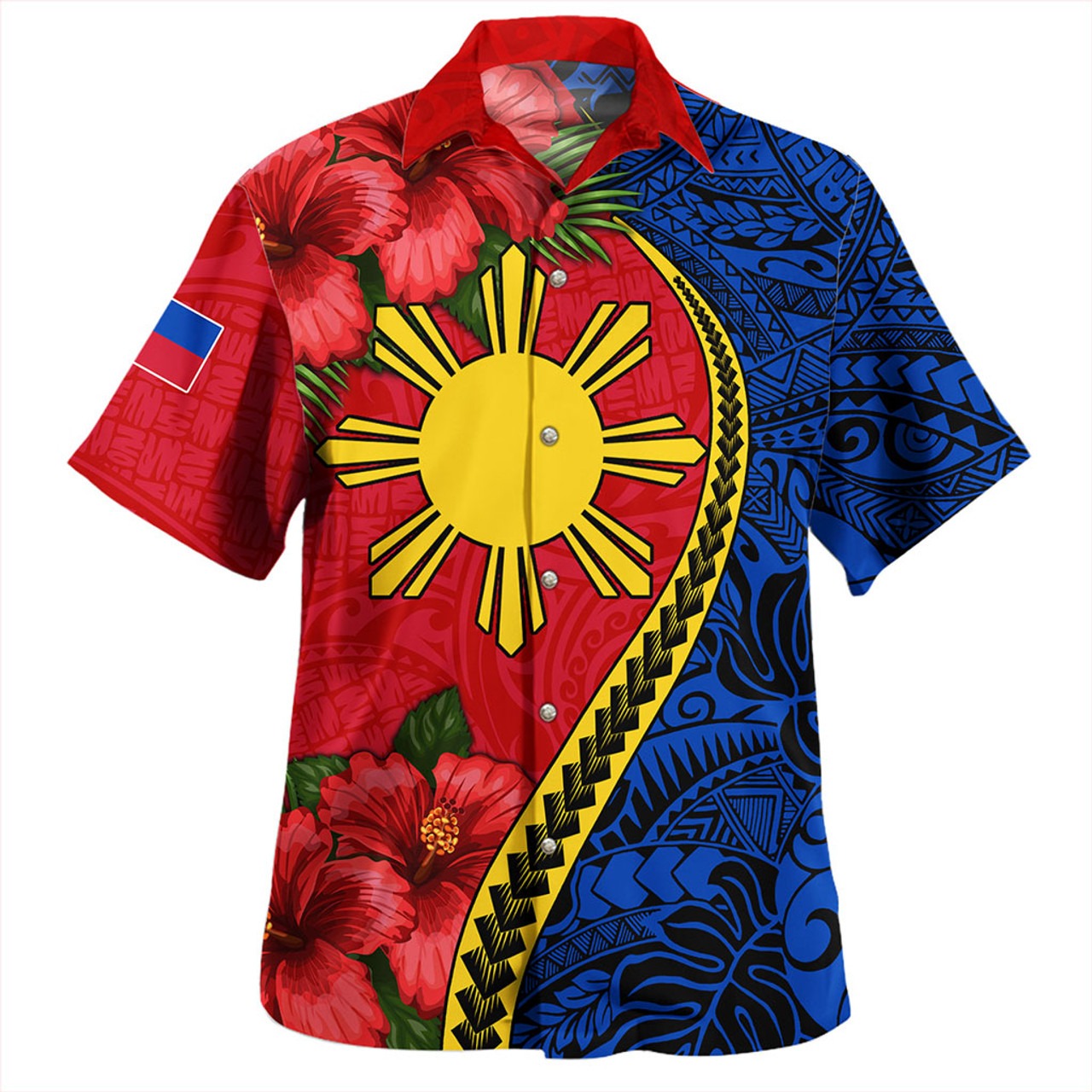 Philippines Filipinos Hawaiian Shirt Tribal Polynesian With Hibiscus Flower