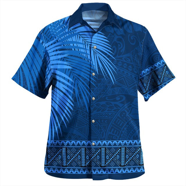 Samoa Hawaiian Shirt Masi Dobby Fabric Leaves