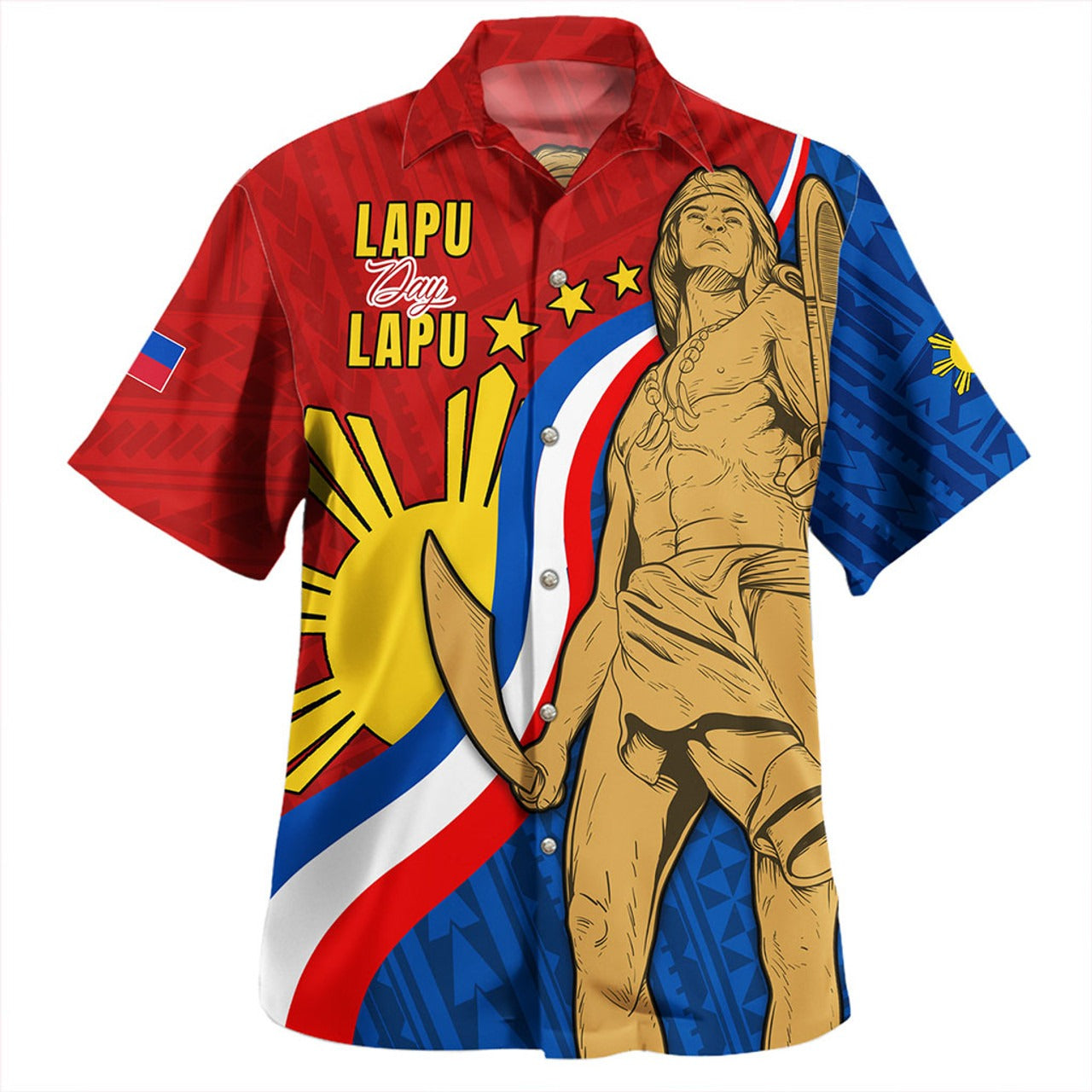 Philippines Filipinos Hawaiian Shirt Lapu-Lapu Hero With Polynesian Pattern