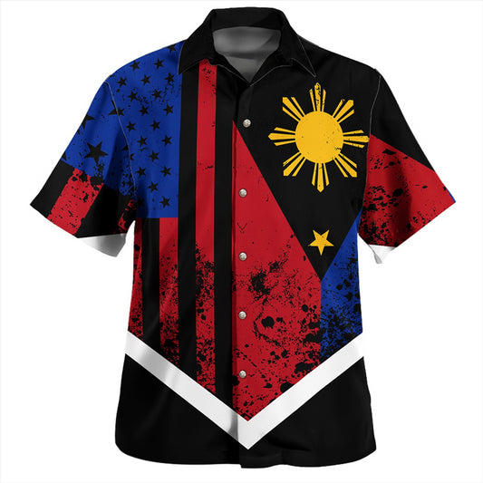 Philippines And American Hawaiian Shirt Flag Half Concept Brush Style