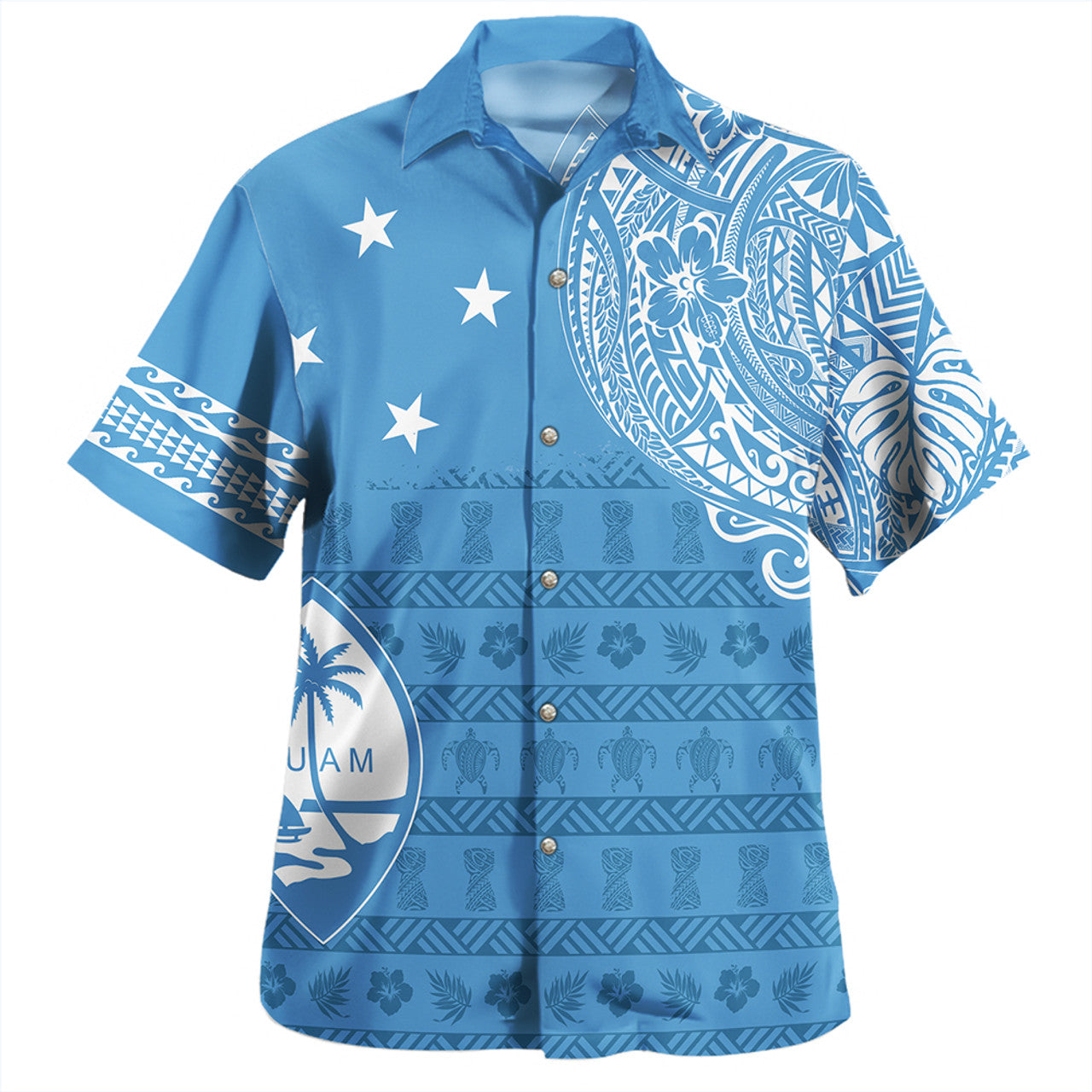 Guam Combo Dress And Shirt Micronesian Flag With Coat Of Arms