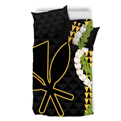 Hawaii Bedding Set Kanaka Maoli Puakenikeni Maile Flower Lei