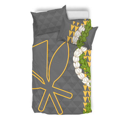 Hawaii Bedding Set Kanaka Maoli Puakenikeni Maile Flower Lei
