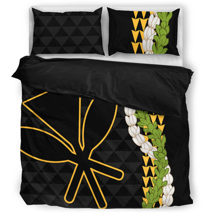 Hawaii Bedding Set Kanaka Maoli Puakenikeni Maile Flower Lei