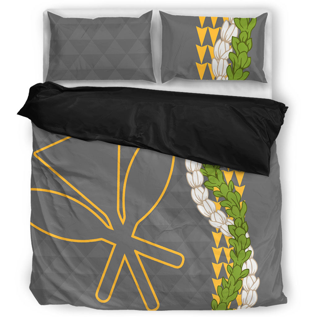 Hawaii Bedding Set Kanaka Maoli Puakenikeni Maile Flower Lei