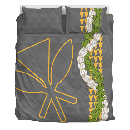 Hawaii Bedding Set Kanaka Maoli Puakenikeni Maile Flower Lei