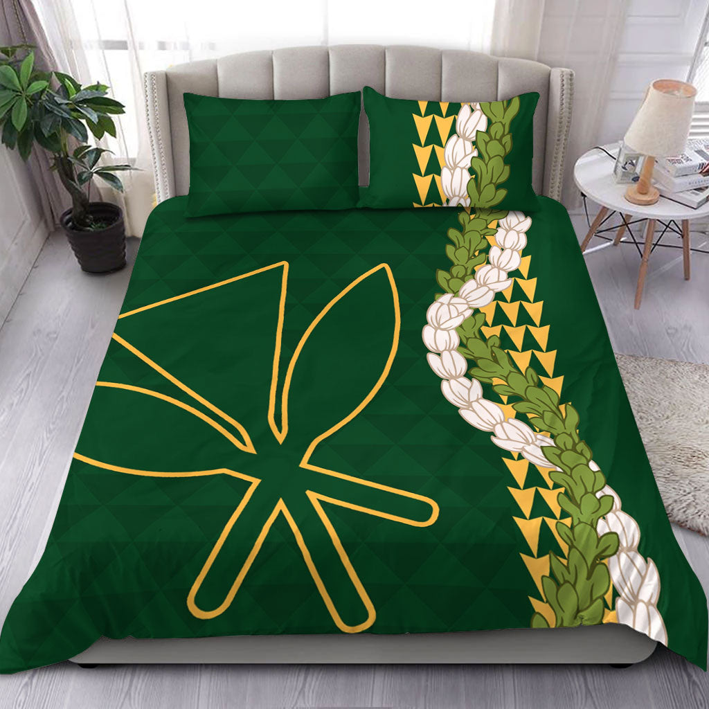 Hawaii Bedding Set Kanaka Maoli Puakenikeni Maile Flower Lei
