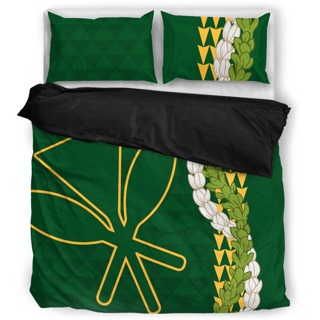 Hawaii Bedding Set Kanaka Maoli Puakenikeni Maile Flower Lei