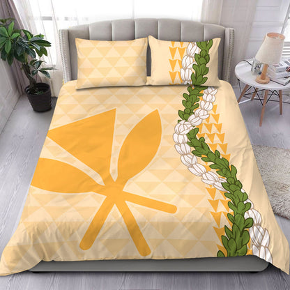 Hawaii Bedding Set Kanaka Maoli Puakenikeni Maile Flower Lei