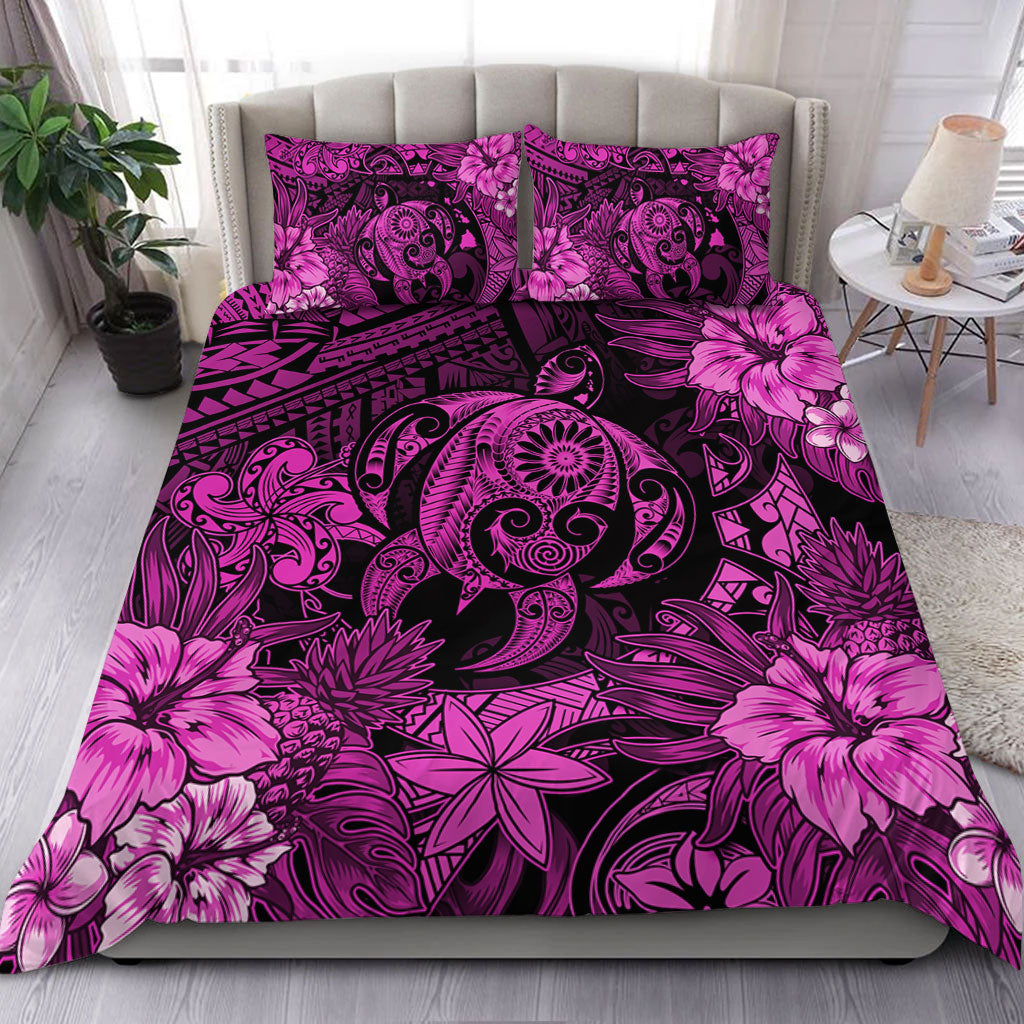 Hawaii Bedding Set Tribal Polynesia Sea Turtle Design Pacific Dream