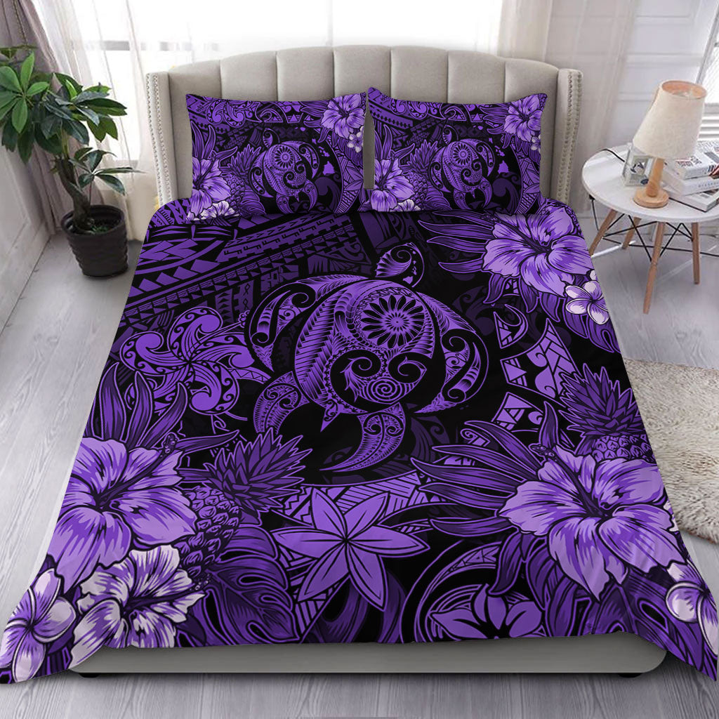 Hawaii Bedding Set Tribal Polynesia Sea Turtle Design Pacific Dream
