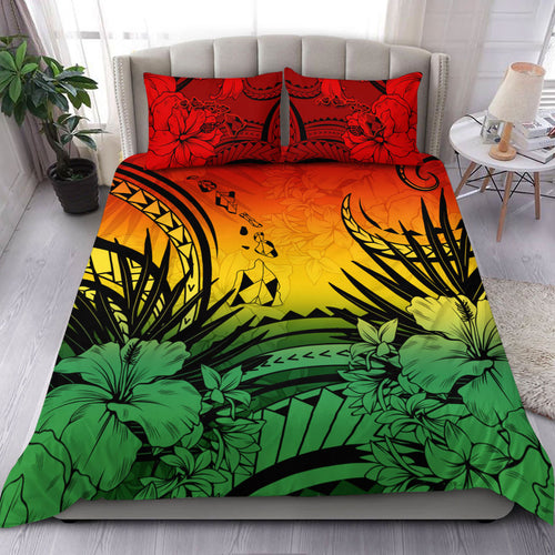 Hawaii Bedding Set Map Polynesian Tattoo Tropical Summer