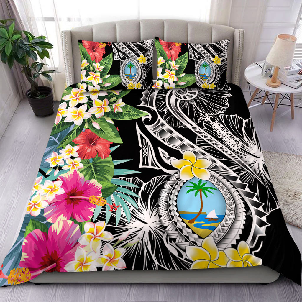 Guam Bedding Set Summer Plumeria Tribal Tattoo