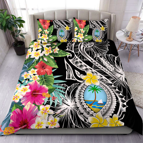 Guam Bedding Set Summer Plumeria Tribal Tattoo