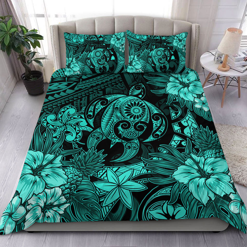 Hawaii Bedding Set Tribal Polynesia Sea Turtle Design Pacific Dream