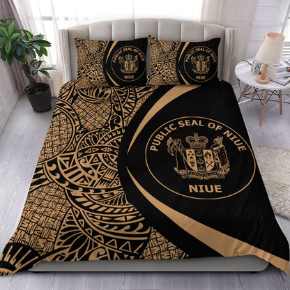 Niue Bedding Set Lauhala Gold Circle Style