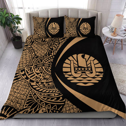 French Polynesia Bedding Set Lauhala Gold Circle Style