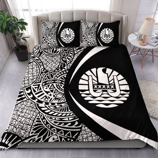 French Polynesia Bedding Set Lauhala White Circle Style