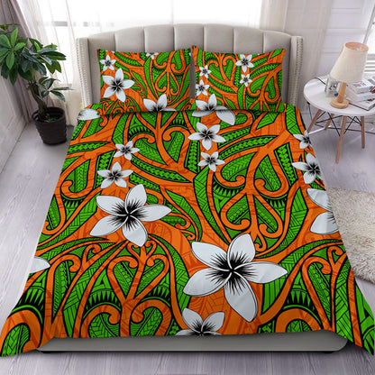 New Zealand Bedding Set Maori Pattern Plumeria