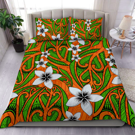 New Zealand Bedding Set Maori Pattern Plumeria