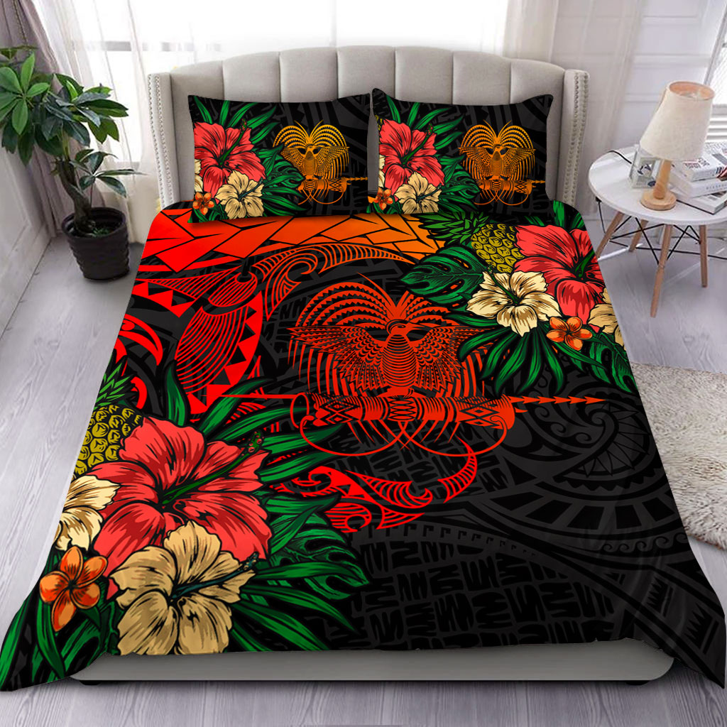 Papua New Guinea Bedding Set Polynesian Coat Of Arms Tropical