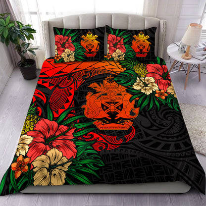 Solomon Islands Bedding Set Polynesian Coat Of Arms Tropical