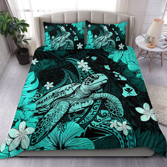 Hawaii Bedding Set Turquoise Sea Turtle Ocean Island