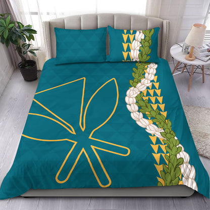 Hawaii Bedding Set Kanaka Maoli Puakenikeni Maile Flower Lei