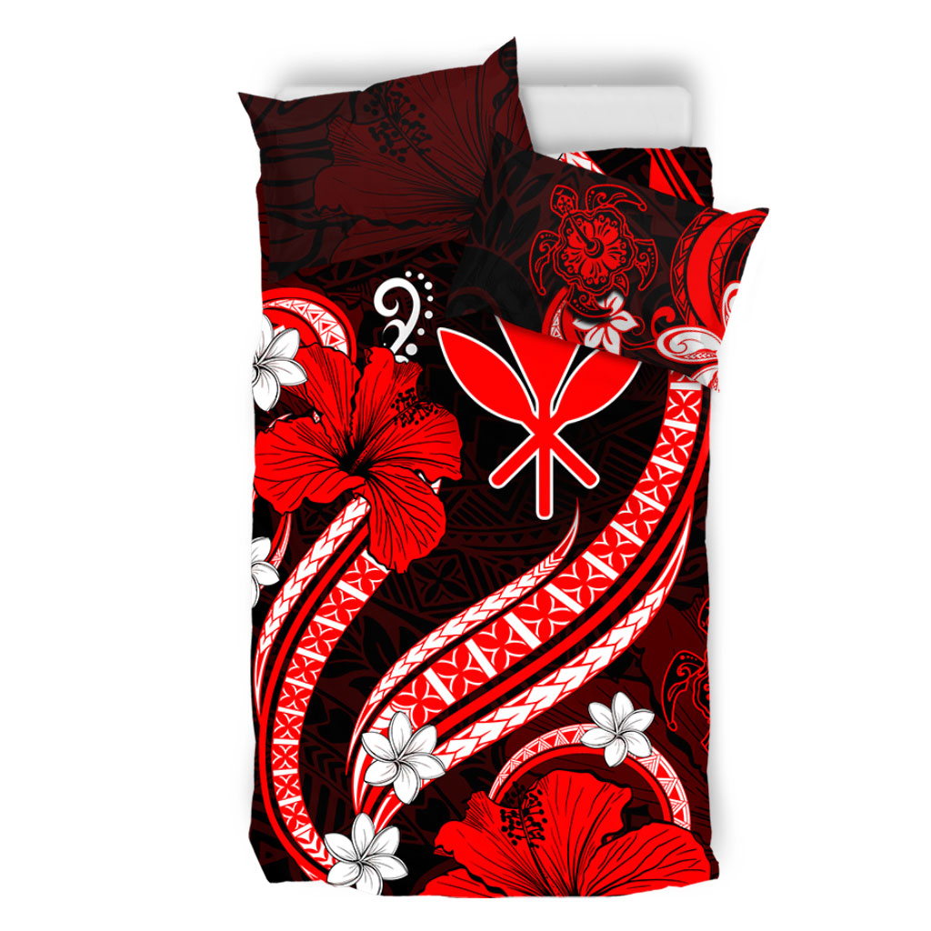 Hawaii Bedding Set Kanaka Maoli Hibiscus Turtle Ocean Pacific Red Style