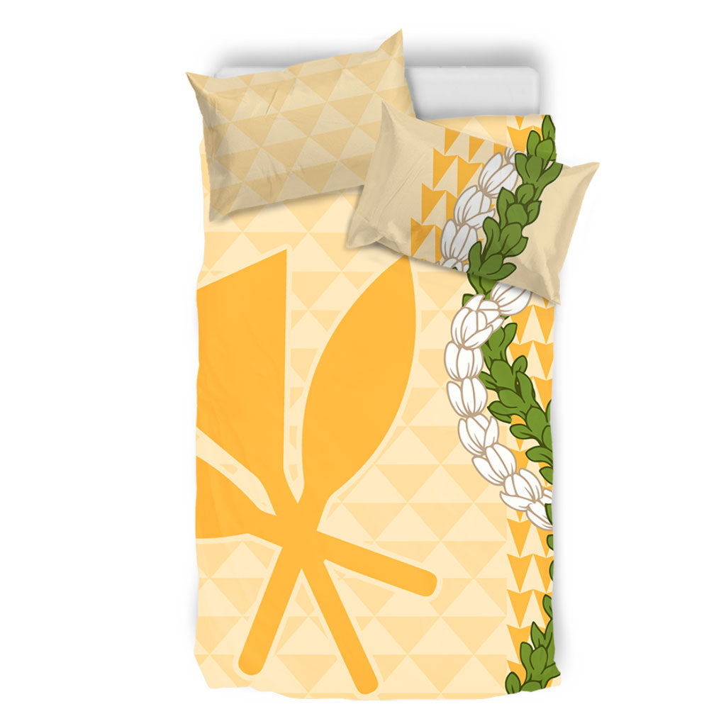 Hawaii Bedding Set Kanaka Maoli Puakenikeni Maile Flower Lei