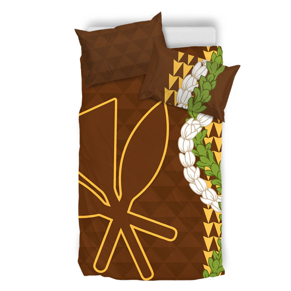 Hawaii Bedding Set Kanaka Maoli Puakenikeni Maile Flower Lei