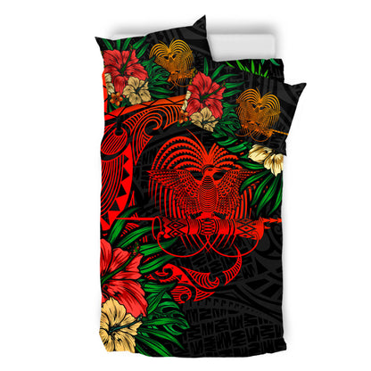 Papua New Guinea Bedding Set Polynesian Coat Of Arms Tropical