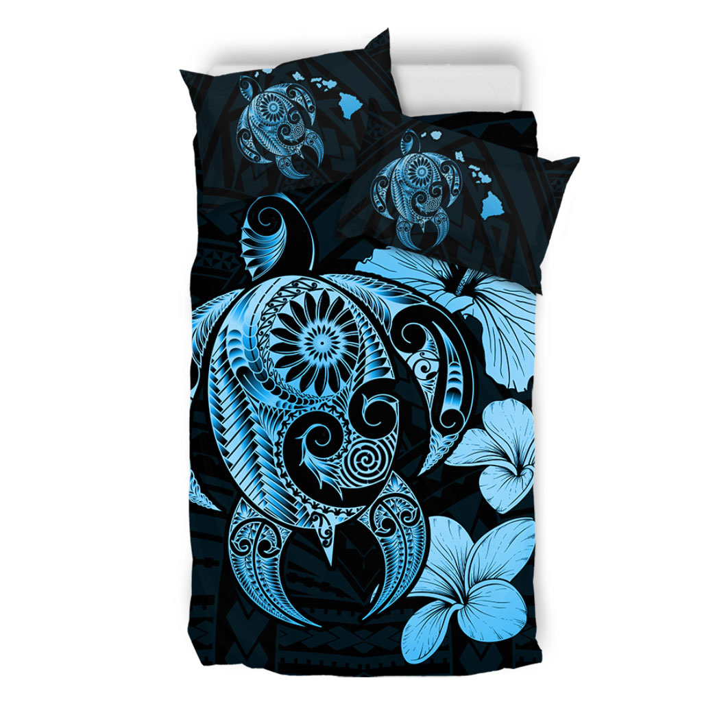 Hawaii Bedding Set Hibiscus Plumeria Mix Polynesian Turtle