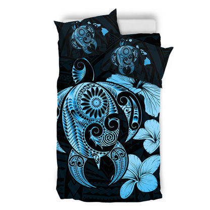 Hawaii Bedding Set Hibiscus Plumeria Mix Polynesian Turtle