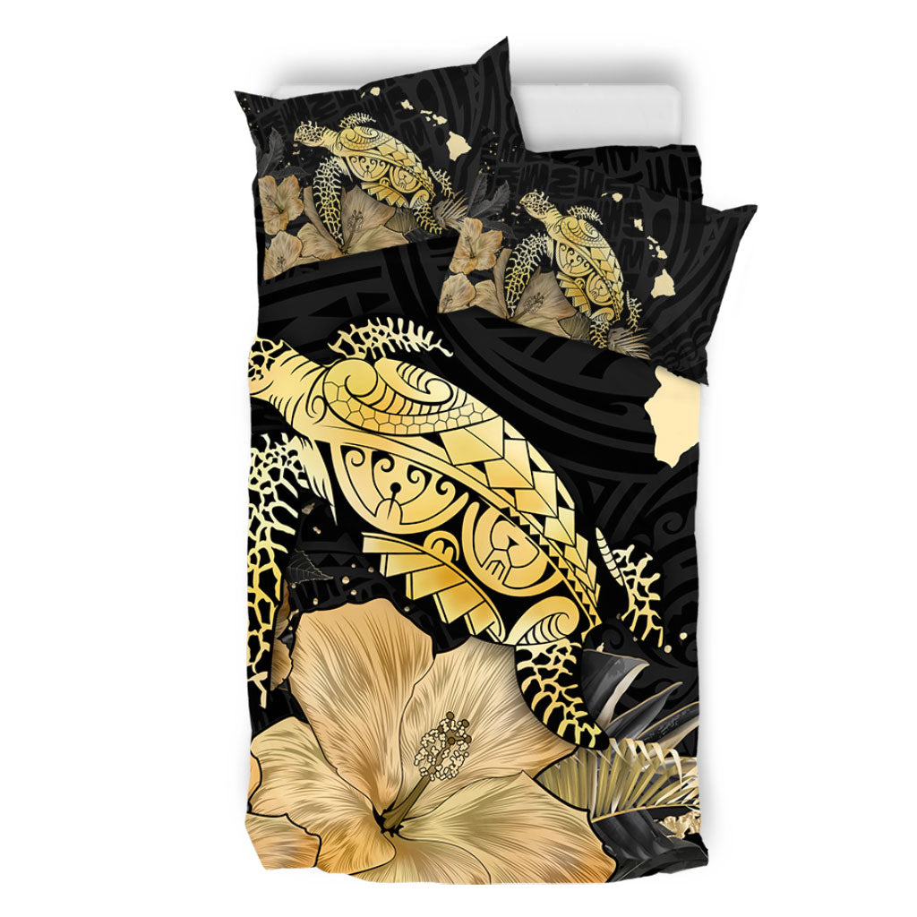 Hawaii Bedding Set Turtle Hibiscus Gold