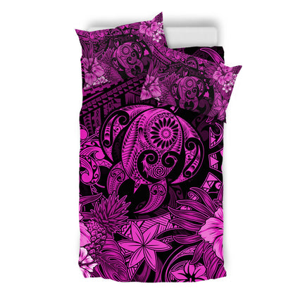Hawaii Bedding Set Tribal Polynesia Sea Turtle Design Pacific Dream