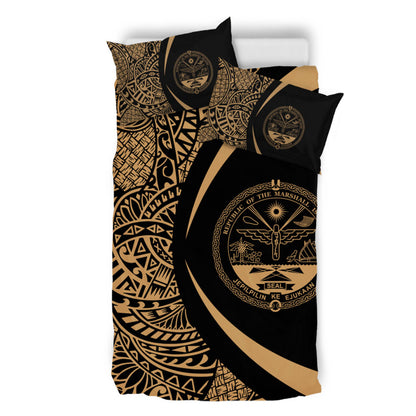 Marshall Islands Bedding Set Lauhala Gold Circle Style