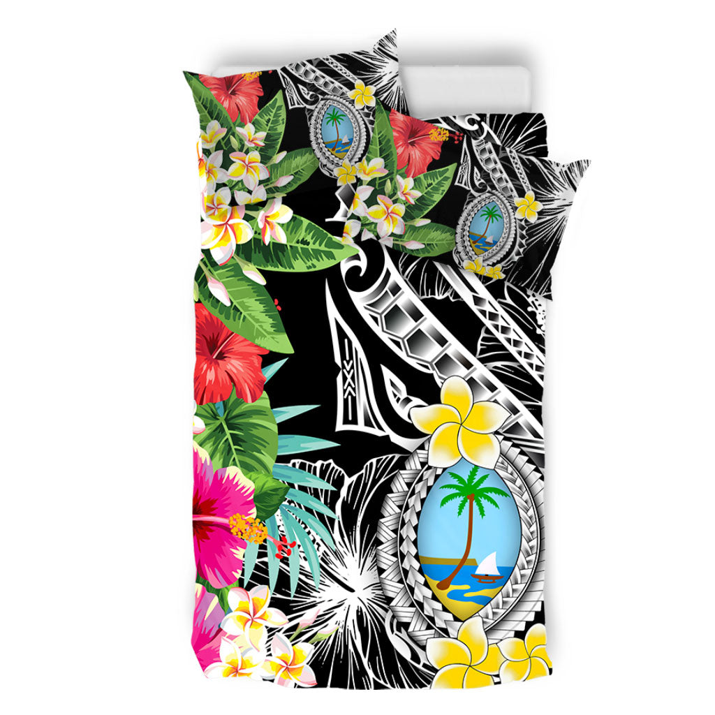 Guam Bedding Set Summer Plumeria Tribal Tattoo