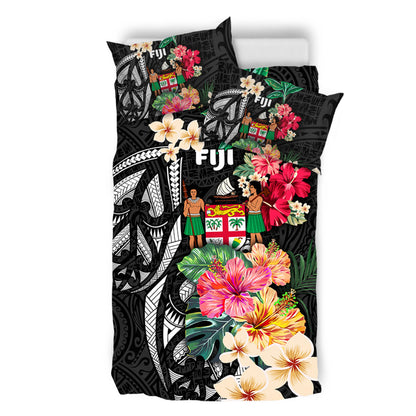 Fiji Bedding Set Coat Of Arms Polynesian With Hibiscus