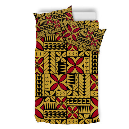 Samoa Bedding Set Siapo Design Tribal Pattern Yellow