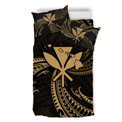 Hawaii Bedding Set Kanaka Map Tribal Wave